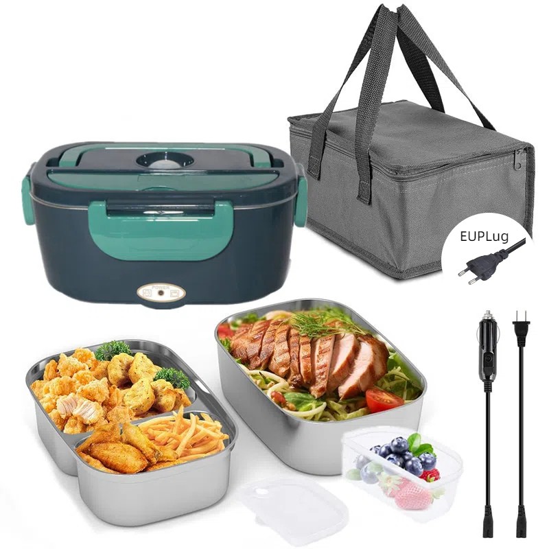 HOMEFISH 1.5L Electric Lunch Box Food Warmer Portable 60W Food Heater with Leak-Proof 304 Stainless Steel Liner