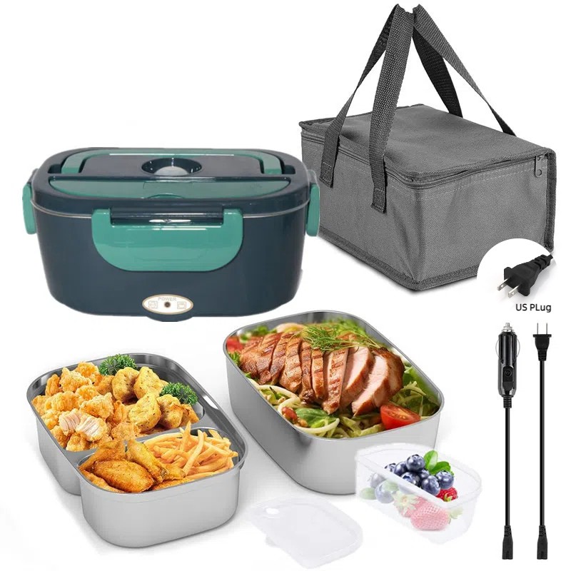 HOMEFISH 1.5L Electric Lunch Box Food Warmer Portable 60W Food Heater with Leak-Proof 304 Stainless Steel Liner