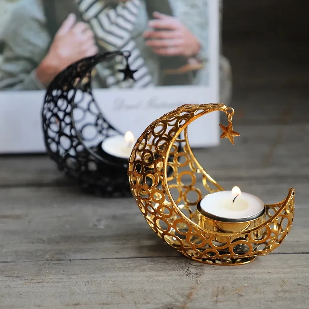 Light Luxury Crescent Moon Star Moon Black Gold Metal