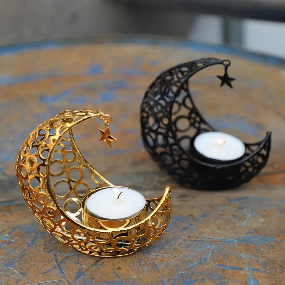 Light Luxury Crescent Moon Star Moon Black Gold Metal