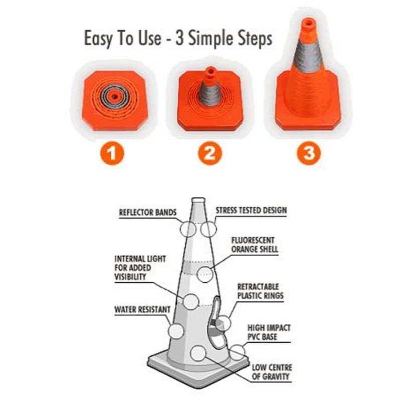 LED Traffic Cone Safety Cone Collapsible