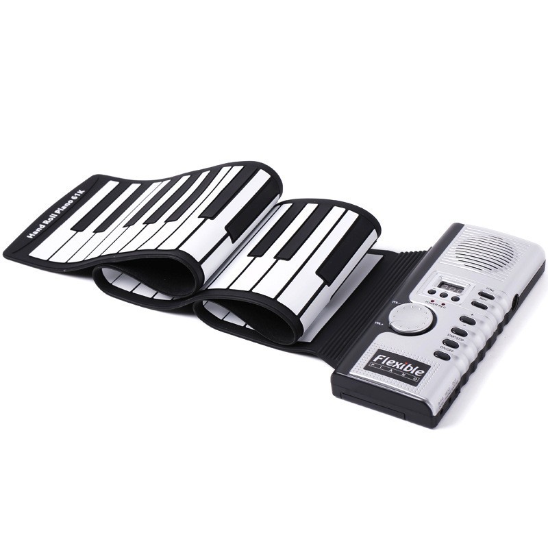 Portable 61-Key Roll Up Piano Flexible ABS Plastic & Silicone Rubber Electronic Soft Keyboard