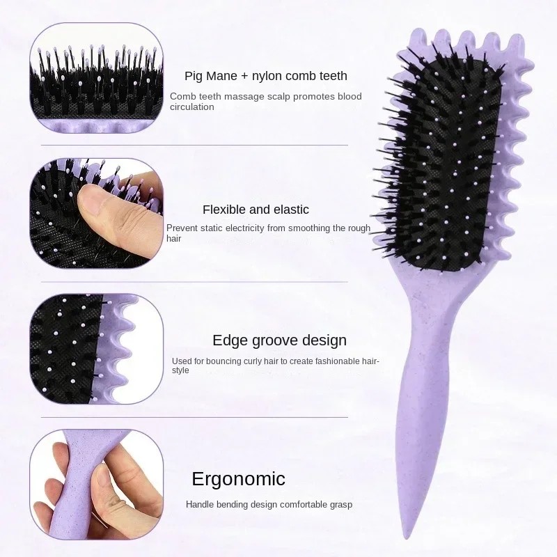Women's Hollow Curly Hair Comb Multi-Functional Anti-Static Scalp Massage