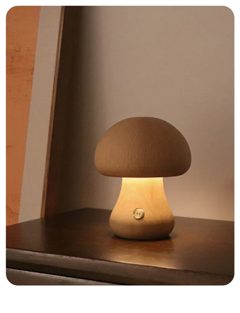 INS Wooden Cute Mushroom LED Night Light