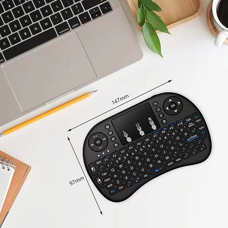 i8 Wireless Keyboard with Touchpad 2.4GHz Mini English/Russian Keyboard & Aerial Mouse for Laptop, TV Box & Projector