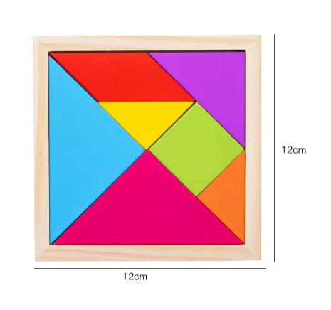 Wooden Tangram Puzzles For Kids With 7 Colored Pieces,Educational Brain Teaser Learning Toy For Boys And Girls Fun Party Favor