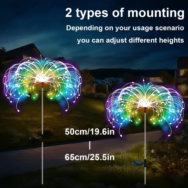 Solar Firework Lights - Adjustable 8 Lighting Modes for Yard and Festive Decor