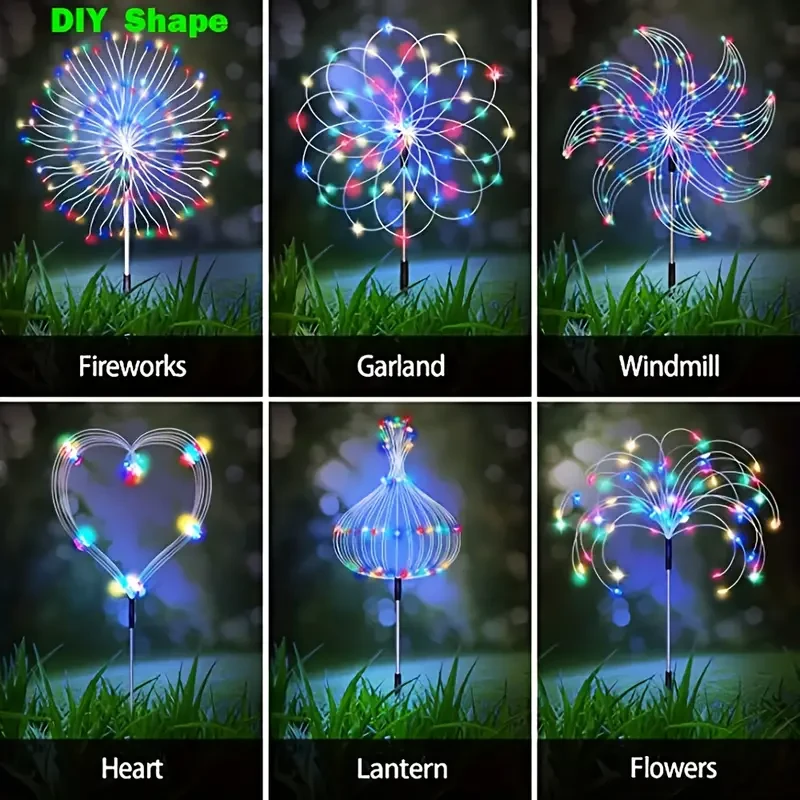 Solar Firework Lights - Adjustable 8 Lighting Modes for Yard and Festive Decor