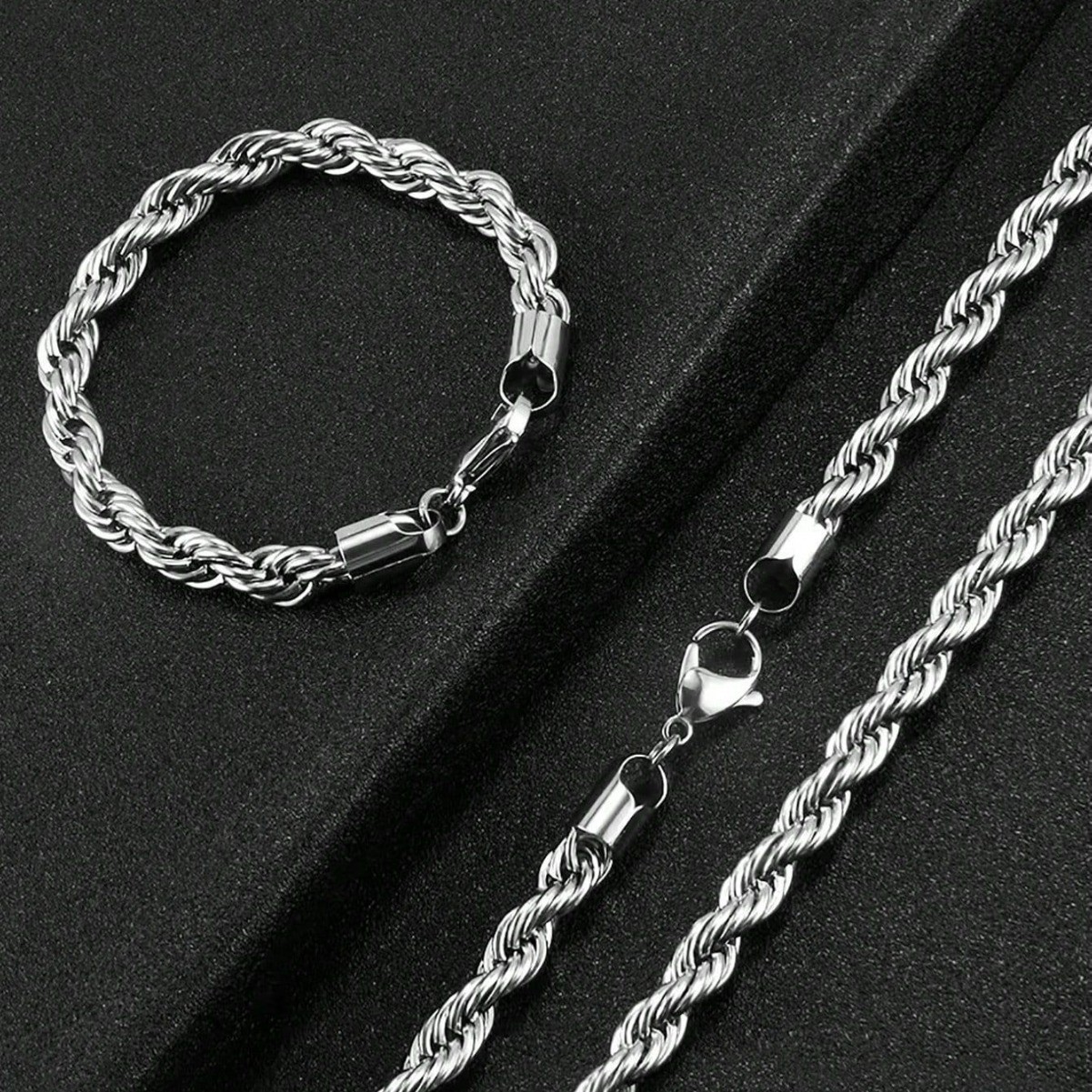 2pcs Twist Chain Necklace & Bracelet Jewelry Set Elegant Matching Accessories