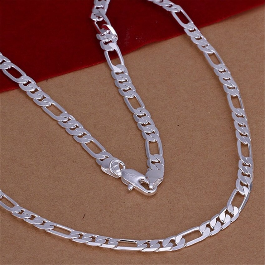 6mm Flat Silver Chain Necklace  High-Quality Unisex Fashion Jewelry