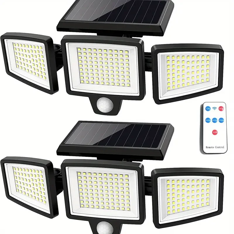 210 LED Solar Sensor Street Light - Three-Head Rotatable Double Row