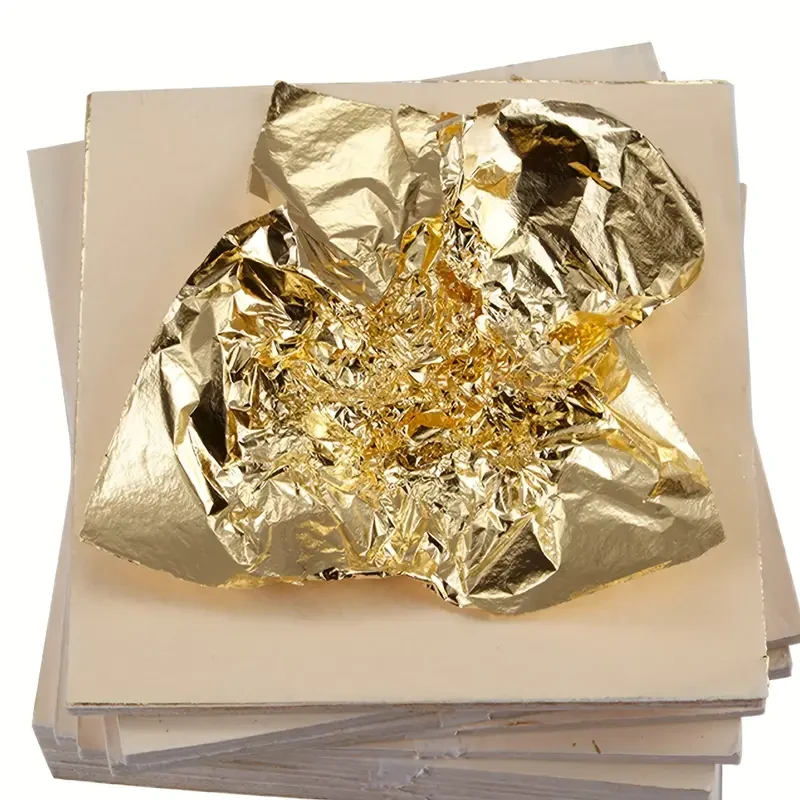100 Sheets Golden Leaf Foil Paper Gilding Art Craft 14x14cm