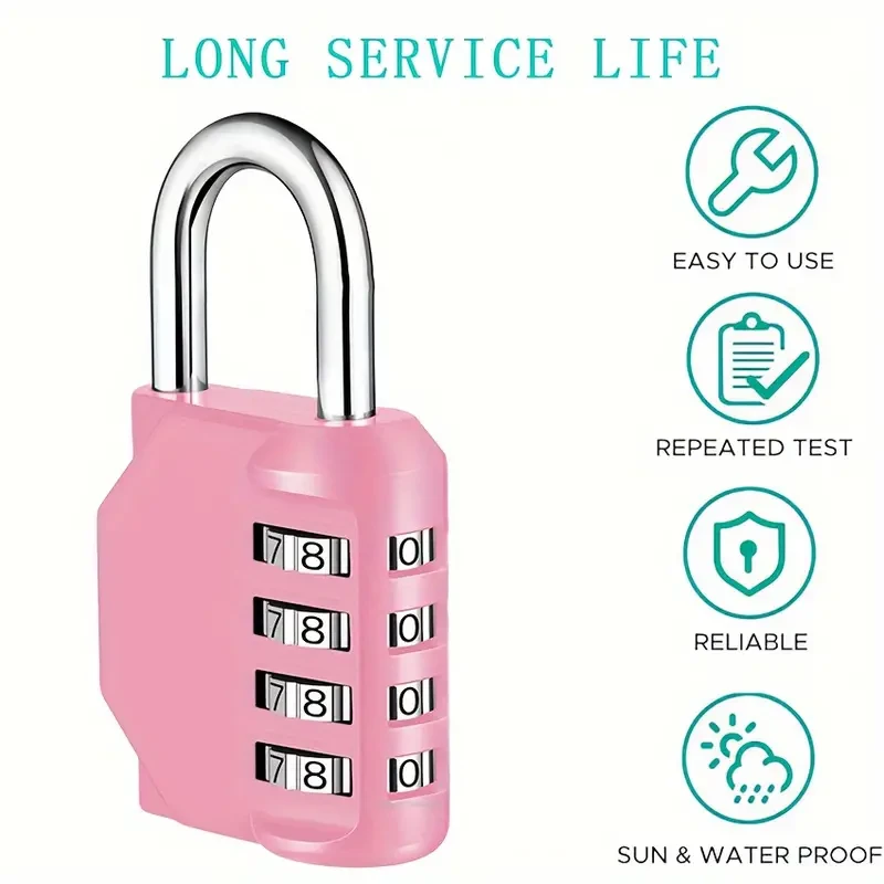 2 Pack 4 Digit Combination Padlock - Waterproof Zinc Alloy Resettable Lock