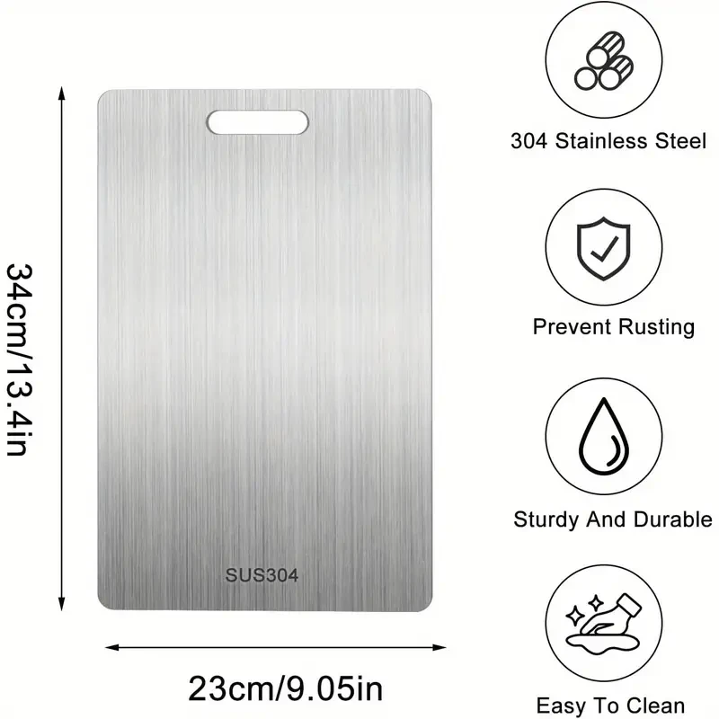 Premium Titanium Stainless Steel Cutting Board - Double-Sided for Preserving Flavors, Food Safe, Perfect for Kitchen & Dining