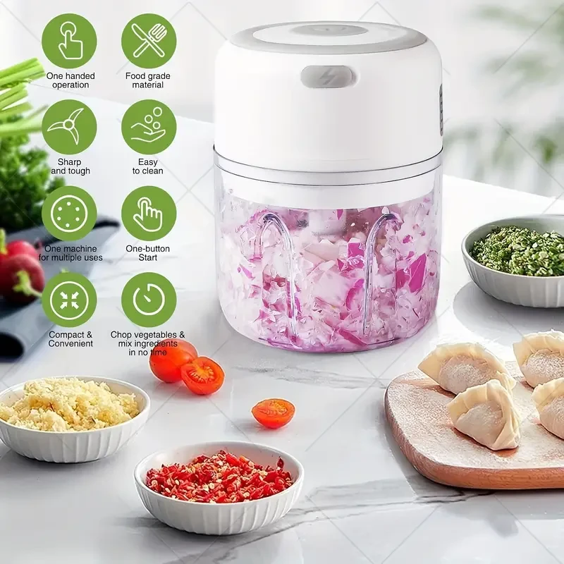 FLZH Electric Mini Garlic Chopper - 3.38/8.45oz USB Meat Grinder, Garlic Masher Machine