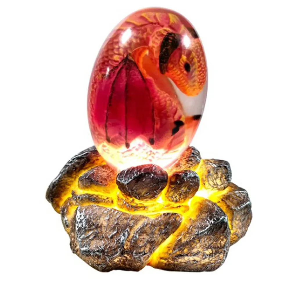 LED Lava Dragon Egg Ornamental Decor Dinosaur Egg Statue