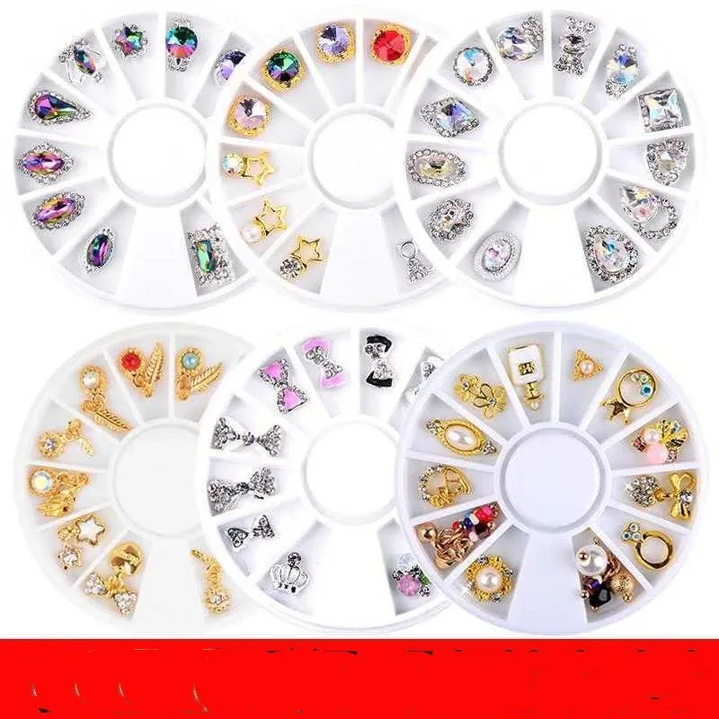 1 Wheel 3D Charm Alloy Rhinestones Nail Art Decorations
