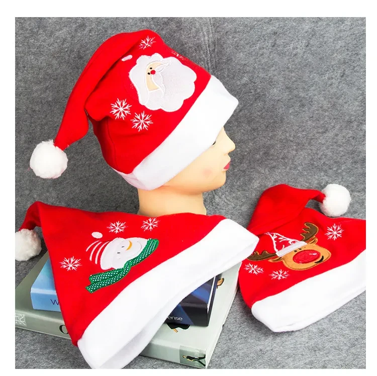 Cartoon Christmas Hat With Elk Santa Claus Embroidery Design