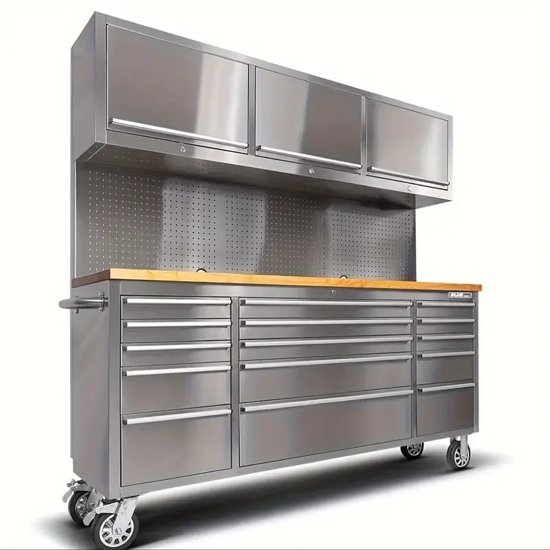 182.88 cm 18 Drawers Stainless Steel Work Bench Tool Chest Tool Box Tool Cabinet