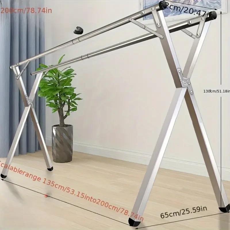 Adjustable Metal Valet & Suit Stand, Freestanding Foldable Clothes Rack with 3 Extendable Rails - Multipurpose Drying and Garment Hanging