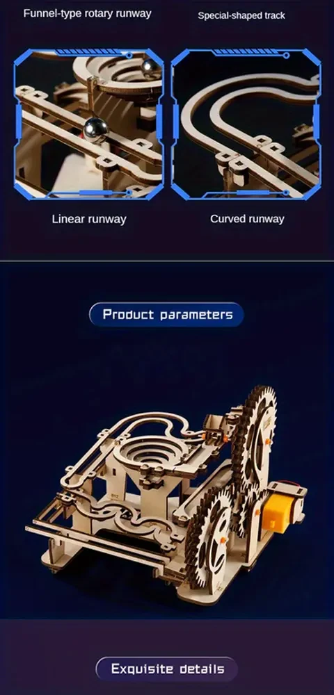 3D Wooden Jigsaw Puzzle Machine - DIY Hand-Assembled Track Ball Puzzle for Adults, Portable Cube Design in Khaki