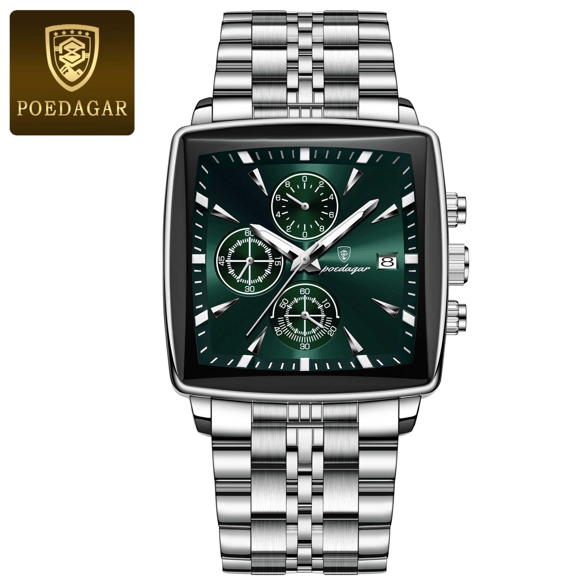 POEDAGAR Luxury Square Mens Sports Watch