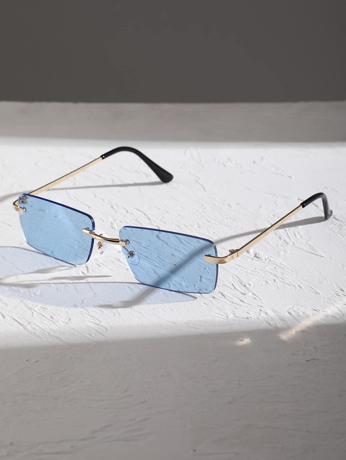 Unisex Metal Square Frame Rimless Sunglasses
