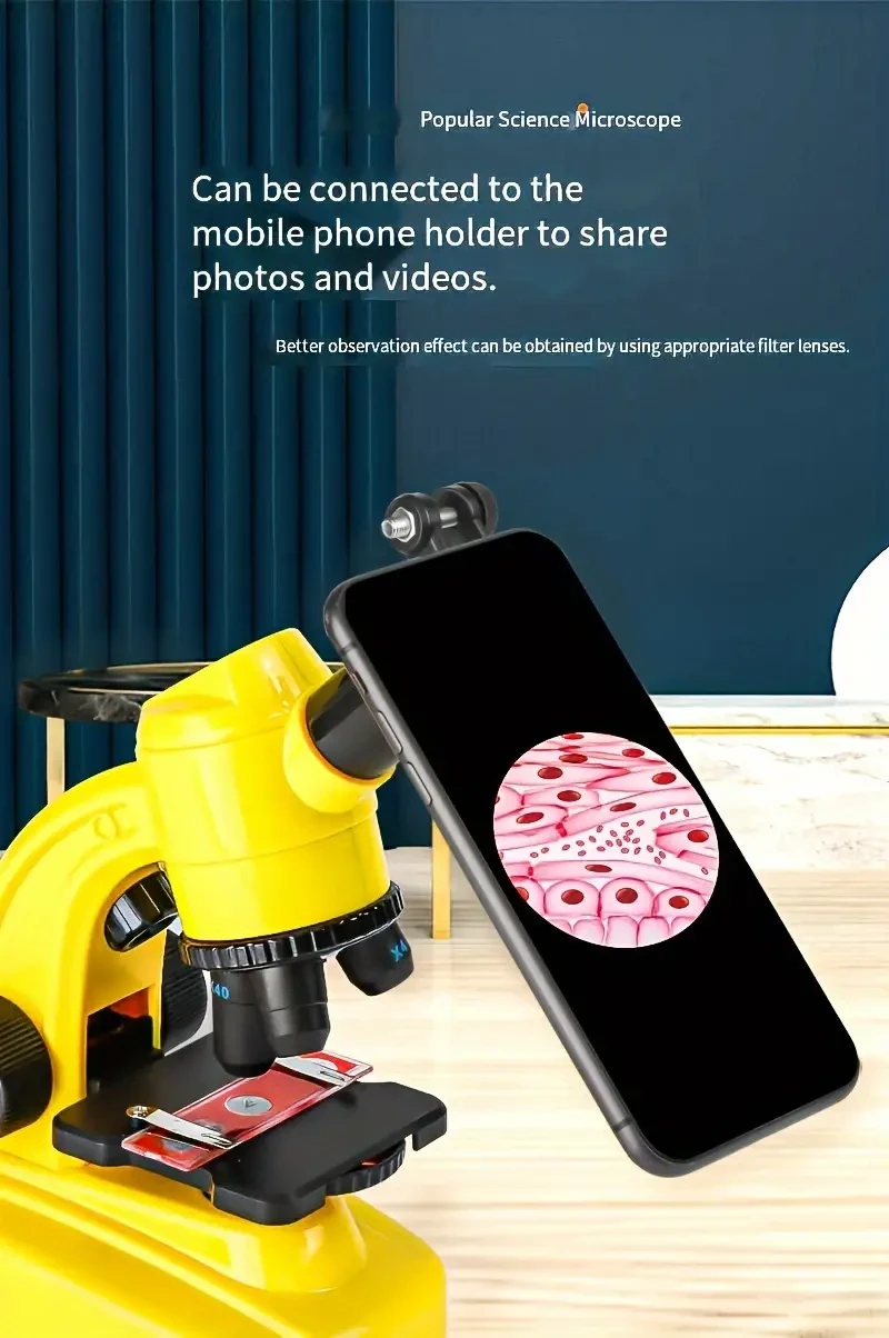 1600X HD Microscope - High-Powered Scientific Instrument for Christmas, Educational Toy and Biological Study, Object Magnifier with 2 AA Batteries Required