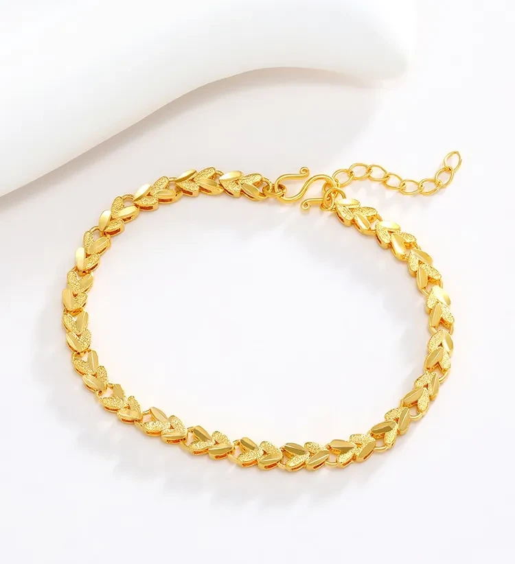 Alloy Gold Plated Car Handmade Flowers Reverse Mold Heart Bracelet