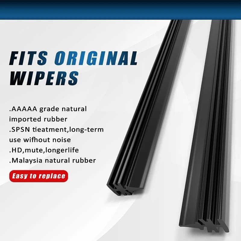 Car Wiper Blade Refill Strips Frameless Windshield Rubber Wiper for 14" to 28"
