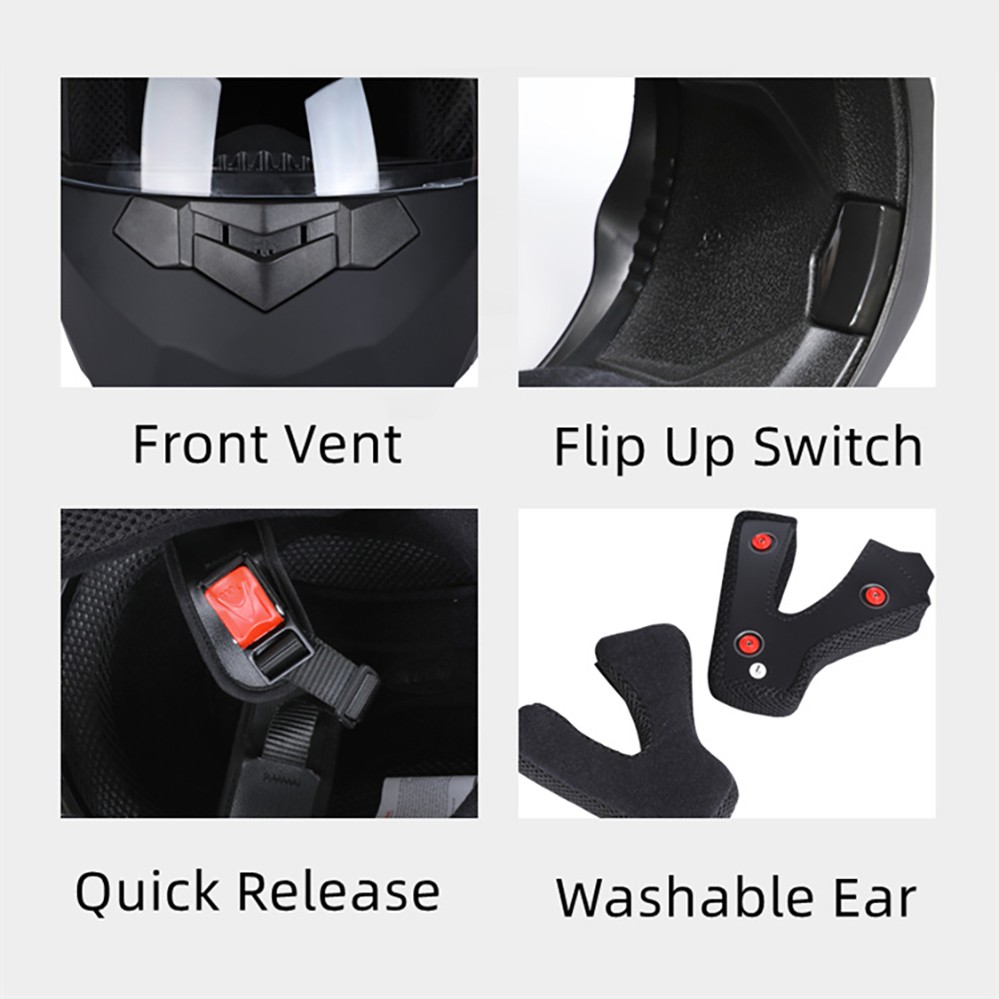 BLD Personalized Full Face Motorcycle Helmet Dual Lens Flip-Up Helmet