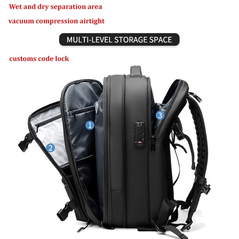 17-Inch Laptop Travel Backpack Expandable Business & School Backpack with Vacuum Compression for Men