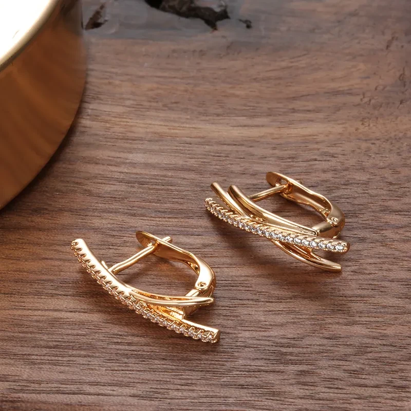 Simple Fashion Personality Zircon Earrings Rose Gold