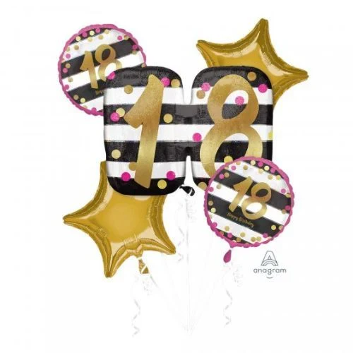 Bouquet Pink & Gold Milestone 18 - Pack of 5