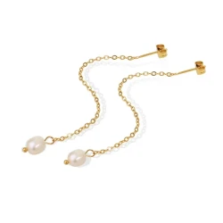 Light Luxury High Quality Advanced Classic Natural Baroque Pearl Chain Earrings