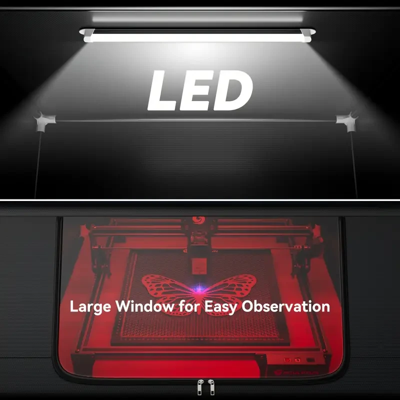 SCULPFUN B1 Laser Engraving Machine Protection Box, 680x765x380mm Protective Cover, Smoke and Fireproof Shell, with Laser Cutter Fan