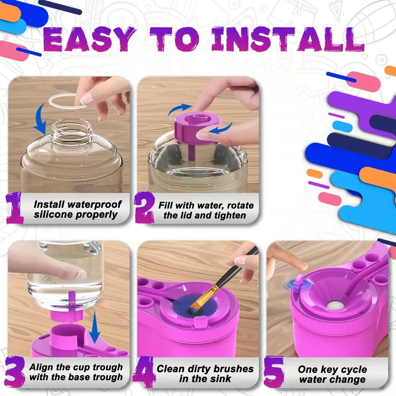 Paint Brush Cleaner Watercolor Brush Rinser With Drain Cleaner Rinse Cup Paint Water Dispenser Oil Paint Brush Cleaner