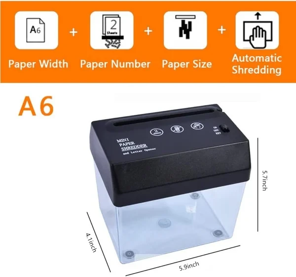 A6 automatic paper shredder