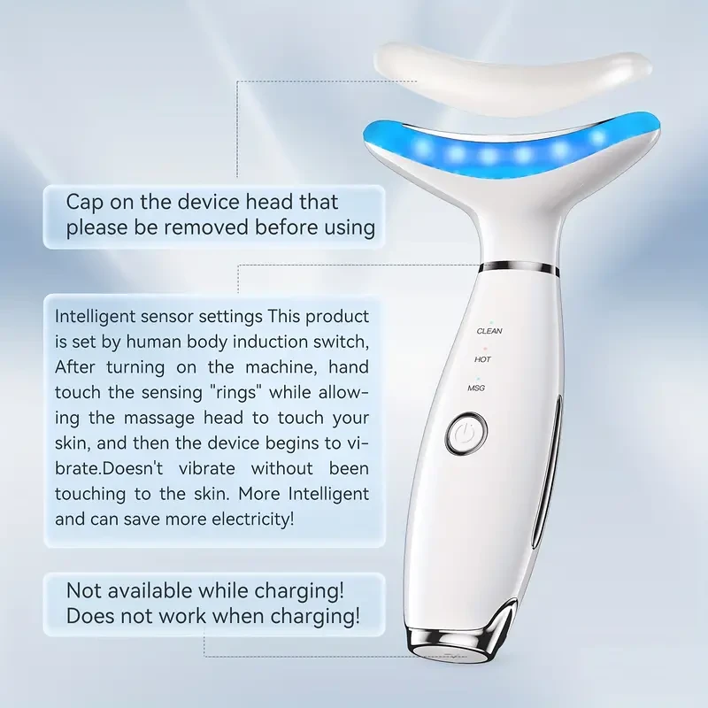 Rechargeable Facial & Neck Beauty Device - Vibration and Hot Compress