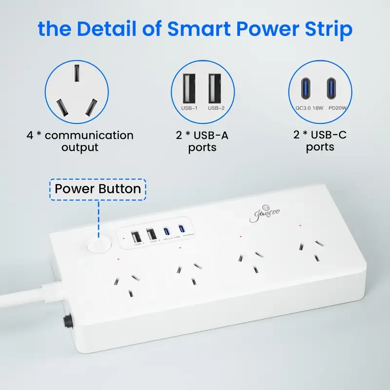 Jinvoo Power Strip Surge Protector - 4 AC Outlets