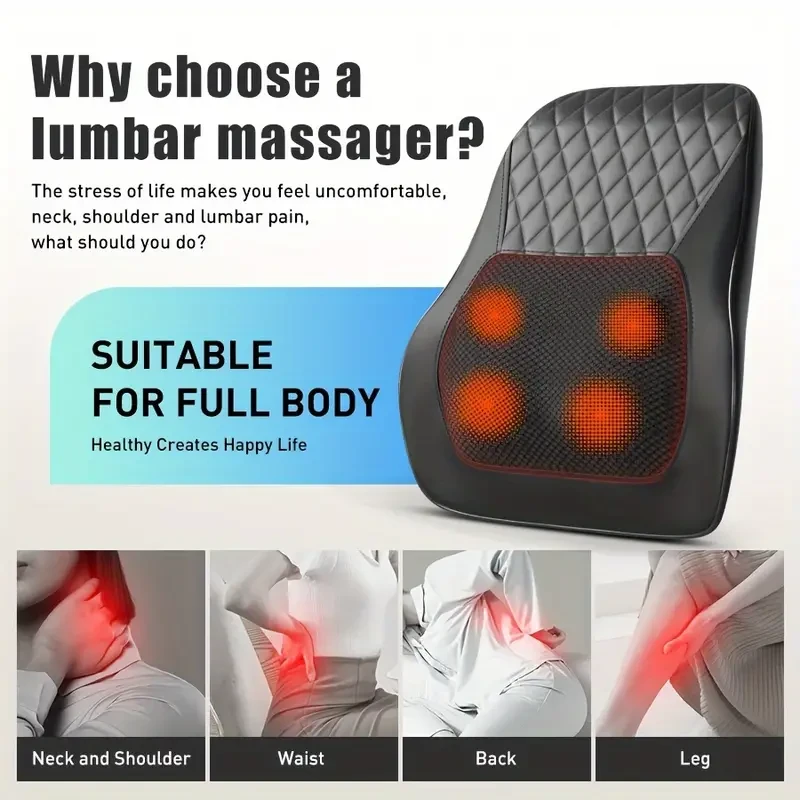 3D Kneading Back and Neck Massager with Heat - Massage Pillow