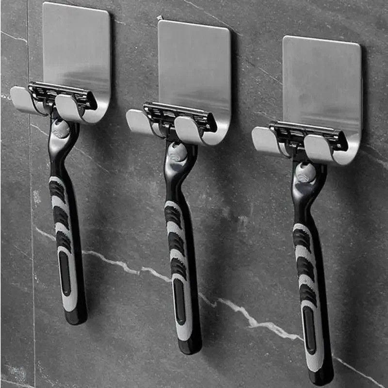 2pcs Razor Holder 304 Stainless Steel Shaving Razor Stand and Bathroom Hook Organizer for Compact Razor Storage