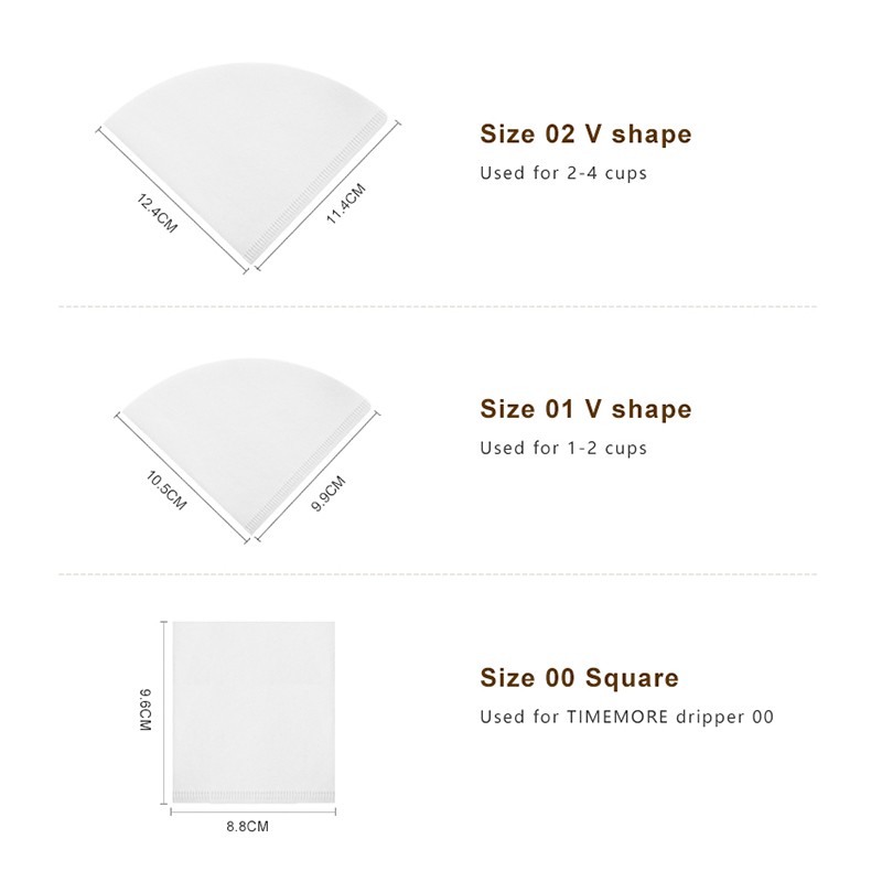 TIMEMORE Coffee Filter Paper 50pcs V-Shaped Hand Drip Filter for Pour-Over