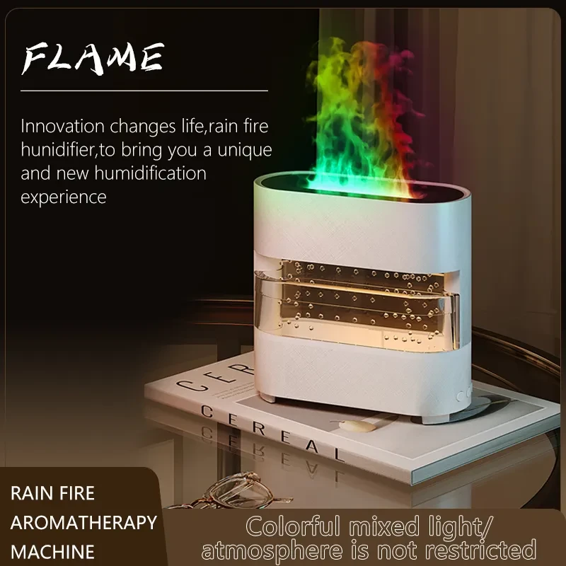 2024 Rain Cloud Fire Humidifier - Water Drip Diffuser and Fire Flame Aroma Diffuser