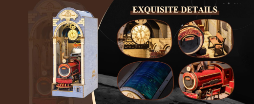 ROBOTIME Rolife DIY Book Nook Kit Bookend Stand Bookshelf Insert Bookcase Miniature Doll House Light 3D Puzzles TGB01-09