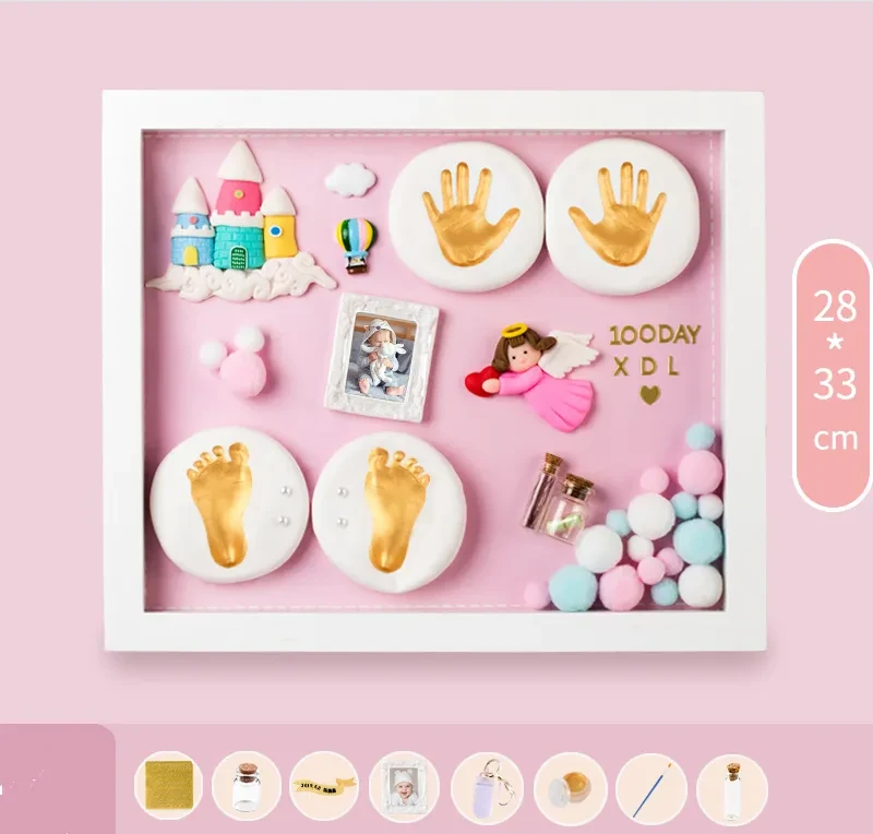 Baby Hand And Foot Print Mud Lanugo Souvenir Photo Frame