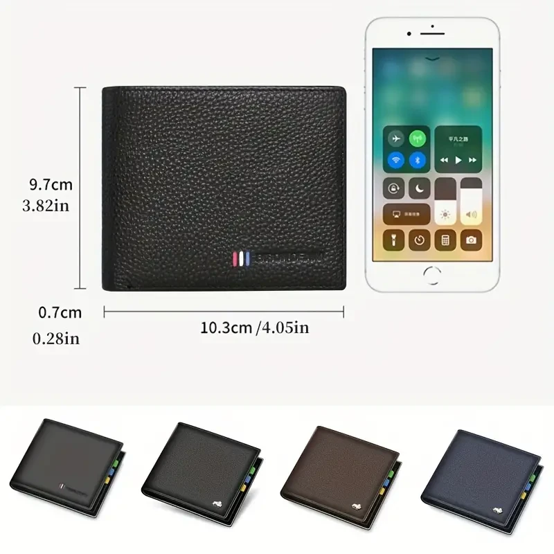 BISON DENIM Men's Luxury Genuine Leather Wallet - RFID Blocking, Bifold with Zipper Coin Purse & Card Holder, Sleek Black, for Return School