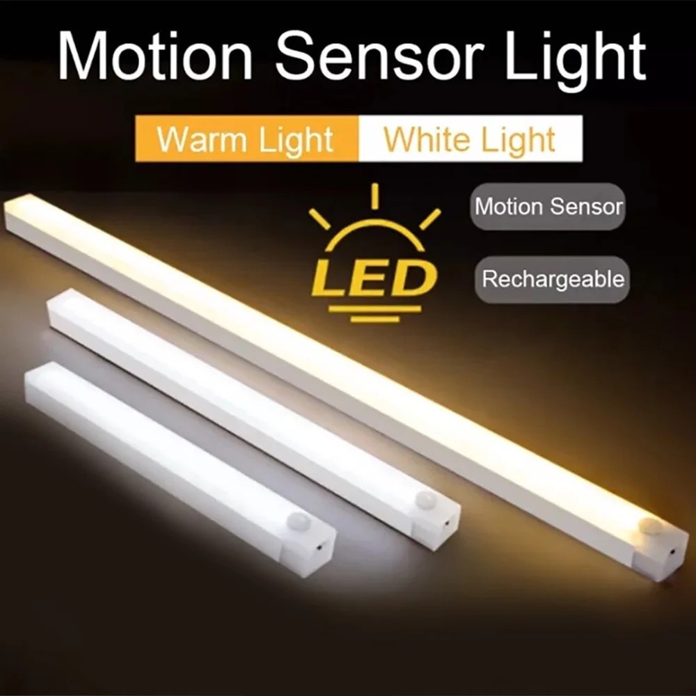 LED Motion Sensor Bar Light  Type-C Rechargeable, Dimmable Night Light with Motion Detection