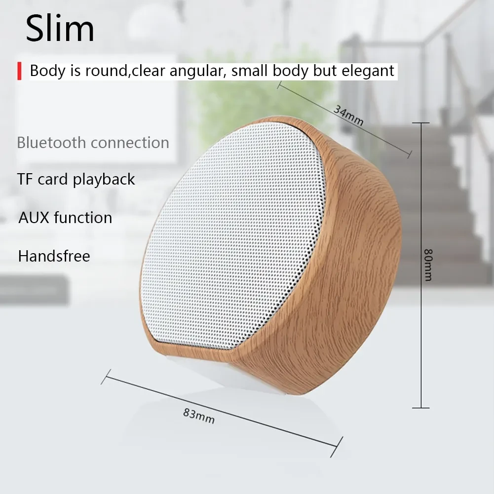 Mini Wood Bluetooth Speaker Portable Outdoor Wireless Support AUX TF