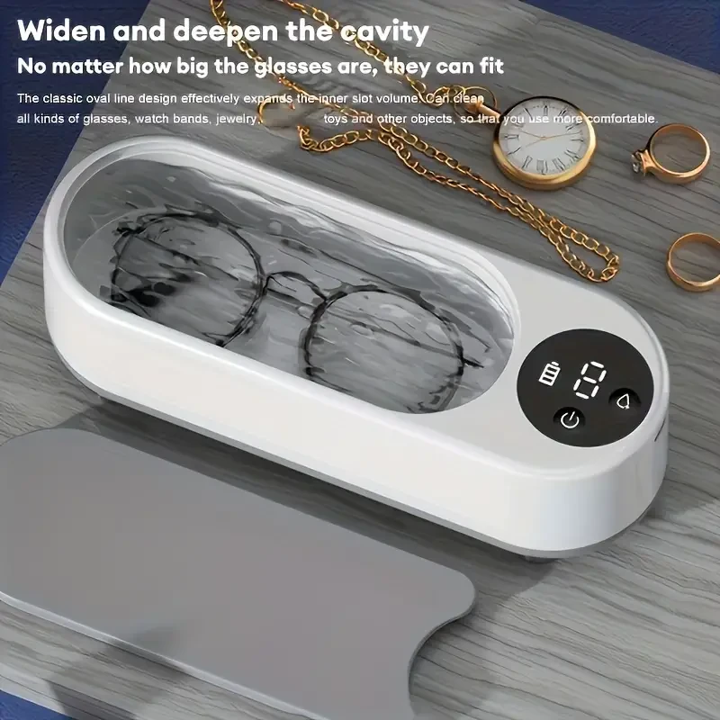 Denture Cleaner With Built-in Lithium Battery - Portable Ultrasonic Cleaning Machine For Dentures, Jewelry, Glasses, And Watches